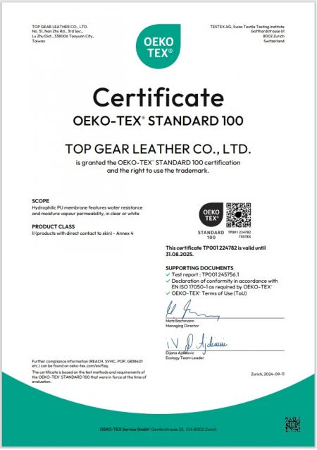 TOP GEAR_OEKO TEX Certificate